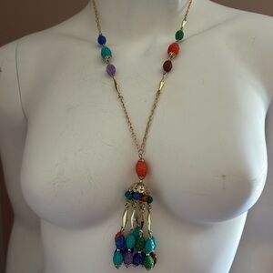 4/$100 LUCITE Colourful Beaded tassel 1970 Necklace 24 inches 🥳